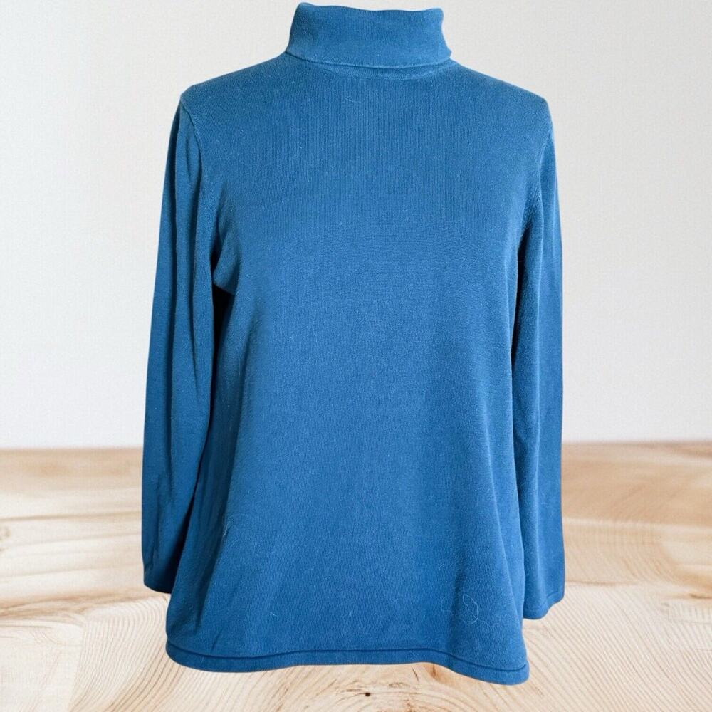 J. Jill Turtleneck Pullover Top Sz L Hunter Green Long Sleeve 100%‎ Cotton Basic